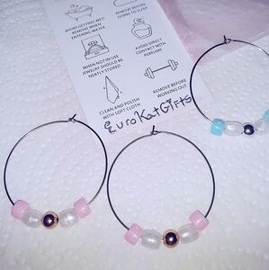 Unique Hoop Earrings Med Silver Plate Stainless Steel NEW Gender Reveal Girl